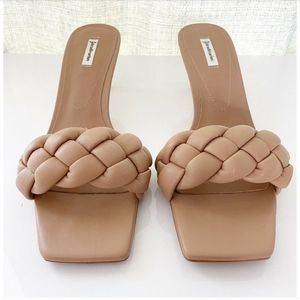 Stradivarius Braided Kitten Slide Heels